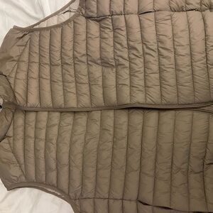 SAVE THE DUCK Quilted Packable Vest - Beige with Orange Logo